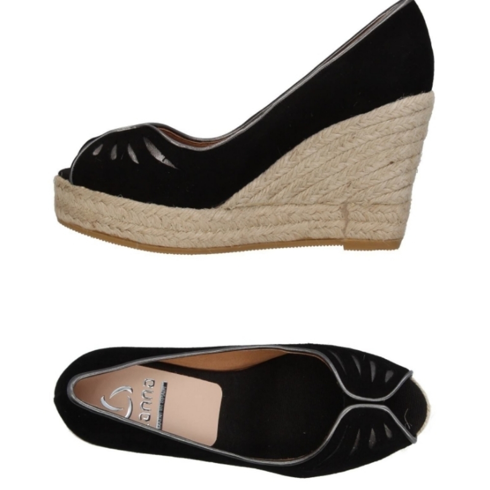 Black Leather Platform Espadrilles - image 1
